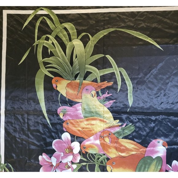 Lovebirds Silk Blend Scarf Tropical Colorful Wall Hanging Craft Project - Picture 4 of 5